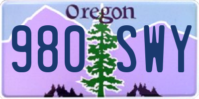 OR license plate 980SWY