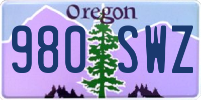 OR license plate 980SWZ