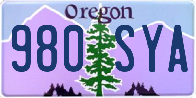 OR license plate 980SYA