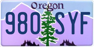 OR license plate 980SYF