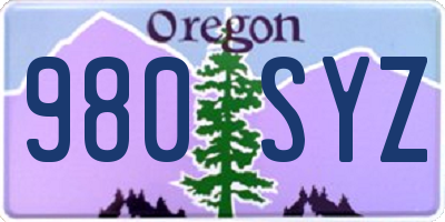 OR license plate 980SYZ