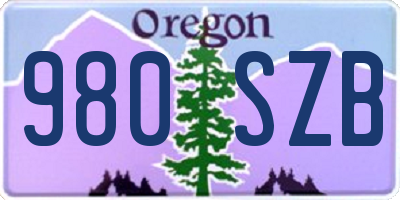 OR license plate 980SZB