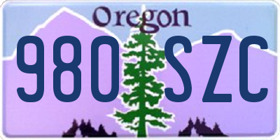 OR license plate 980SZC