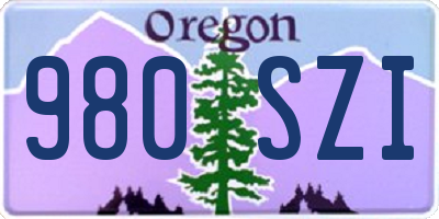 OR license plate 980SZI