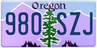 OR license plate 980SZJ