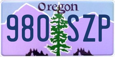 OR license plate 980SZP