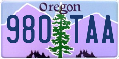 OR license plate 980TAA