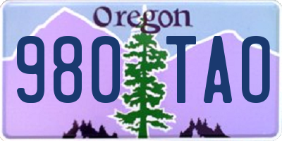 OR license plate 980TAO