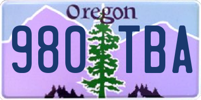 OR license plate 980TBA