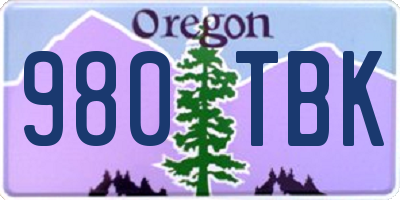 OR license plate 980TBK