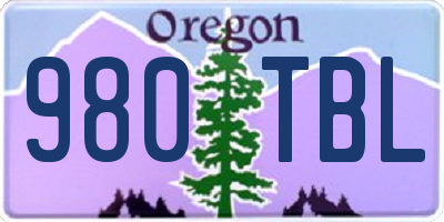 OR license plate 980TBL
