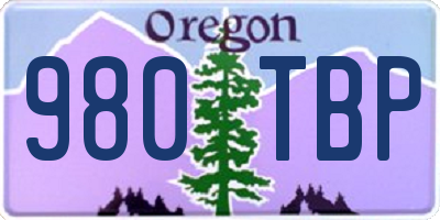 OR license plate 980TBP