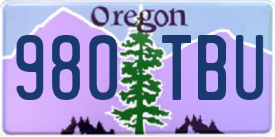 OR license plate 980TBU