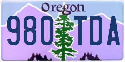 OR license plate 980TDA