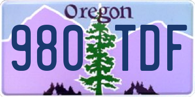 OR license plate 980TDF