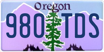 OR license plate 980TDS