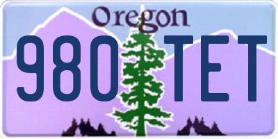OR license plate 980TET
