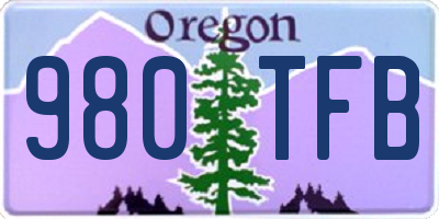 OR license plate 980TFB