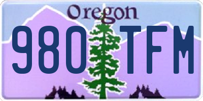 OR license plate 980TFM