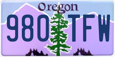 OR license plate 980TFW
