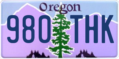 OR license plate 980THK