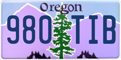 OR license plate 980TIB