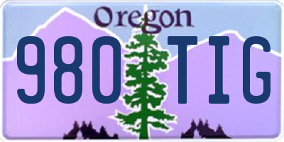 OR license plate 980TIG