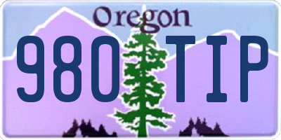 OR license plate 980TIP