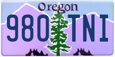 OR license plate 980TNI