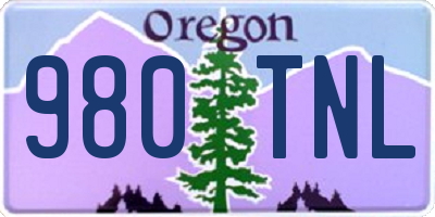 OR license plate 980TNL