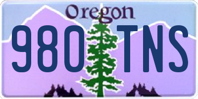 OR license plate 980TNS