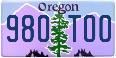 OR license plate 980TOO