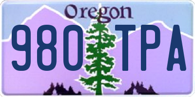 OR license plate 980TPA