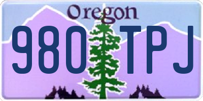 OR license plate 980TPJ