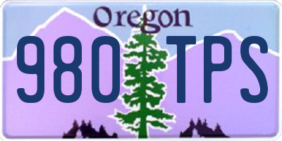 OR license plate 980TPS