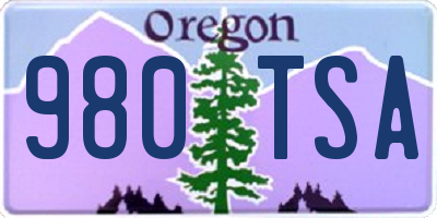 OR license plate 980TSA