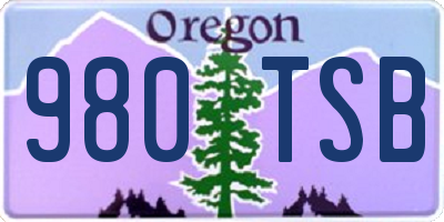 OR license plate 980TSB