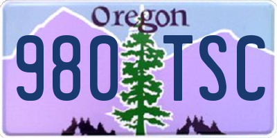 OR license plate 980TSC