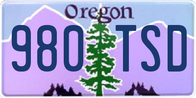 OR license plate 980TSD