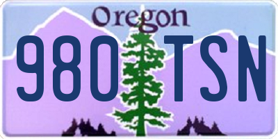 OR license plate 980TSN