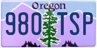 OR license plate 980TSP