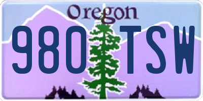 OR license plate 980TSW