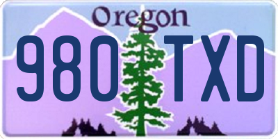 OR license plate 980TXD