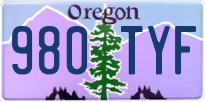 OR license plate 980TYF