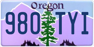 OR license plate 980TYI