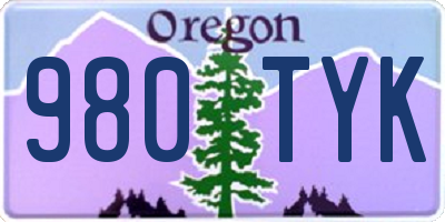 OR license plate 980TYK