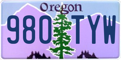 OR license plate 980TYW