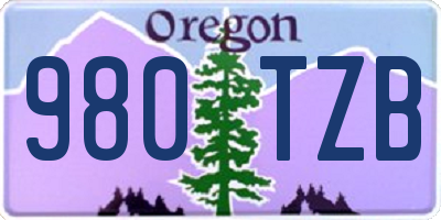 OR license plate 980TZB