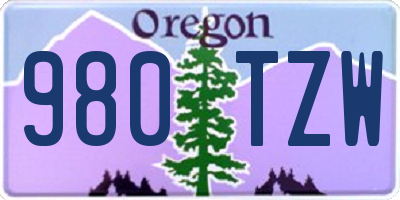 OR license plate 980TZW