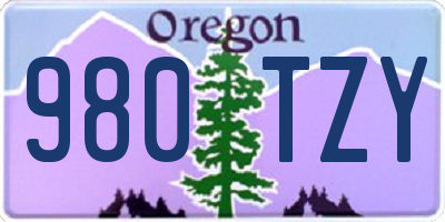 OR license plate 980TZY
